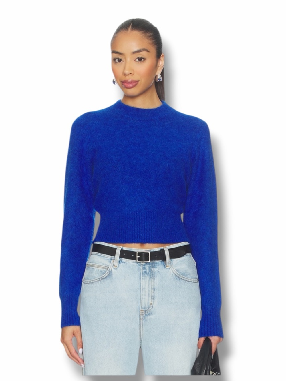 Pistola Sara Shrunken Crewneck Sweater In Azure